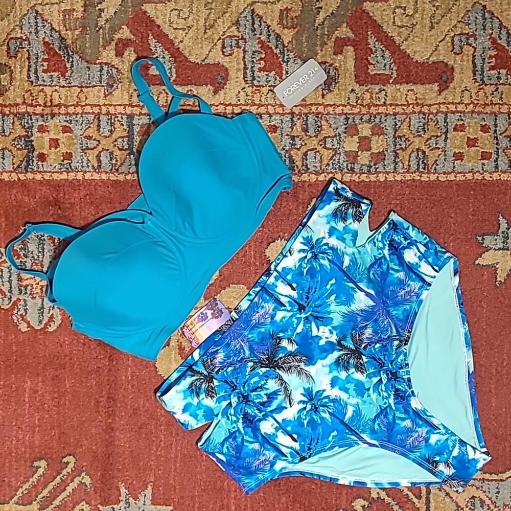 NWT FOREVER 21 PLUS SIZE TURQUOISE BLUE BIKINI